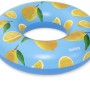 Bestway Schwimmring Zitrone, Ø 106 cm, mit Zitronenmuster auf blauem Grund.