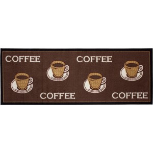 Teppichläufer Coffee, 67x180 cm, mit Kaffeetassen-Motiv für Küche und Flur.