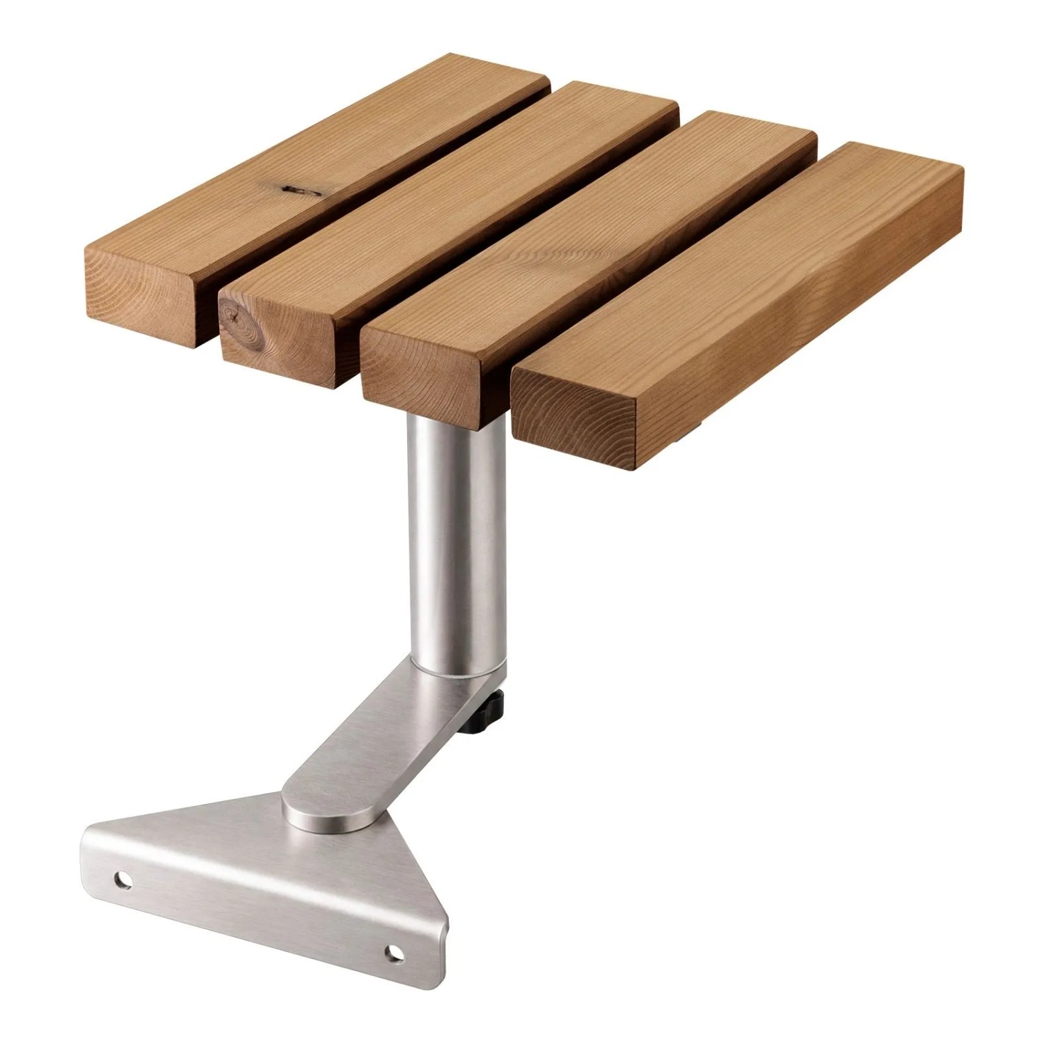SOTECH Anbautisch LOUNGER Edelstahl SS304 Geschliffen 315 x 330 mm mit Massiven Holzlatten 39 x 70 mm Aus Thermokiefer für Gartenliege Sonnenliege