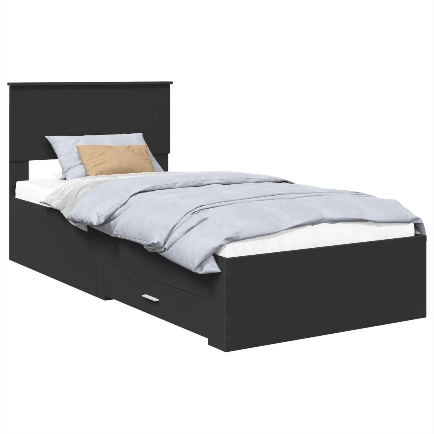 vidaXL Bettrahmen Schwarz und Silber 75 x 190 cm Holzwerkstoff 3408327