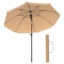 Taupefarbener Songmics Sonnenschirm, höhenverstellbar, mit Tragetasche. Ideal für Garten, Balkon und Strand.