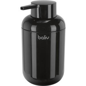 Schwarzer baliv Seifenspender aus Kunststoff für moderne Badgestaltung.