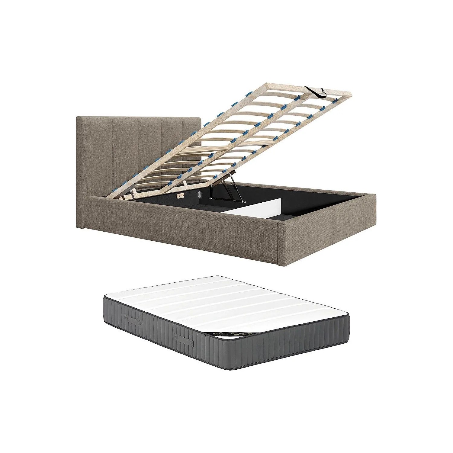 Vente-unique Bett Mit Bettkasten Kilaclo Taupe 211 cm