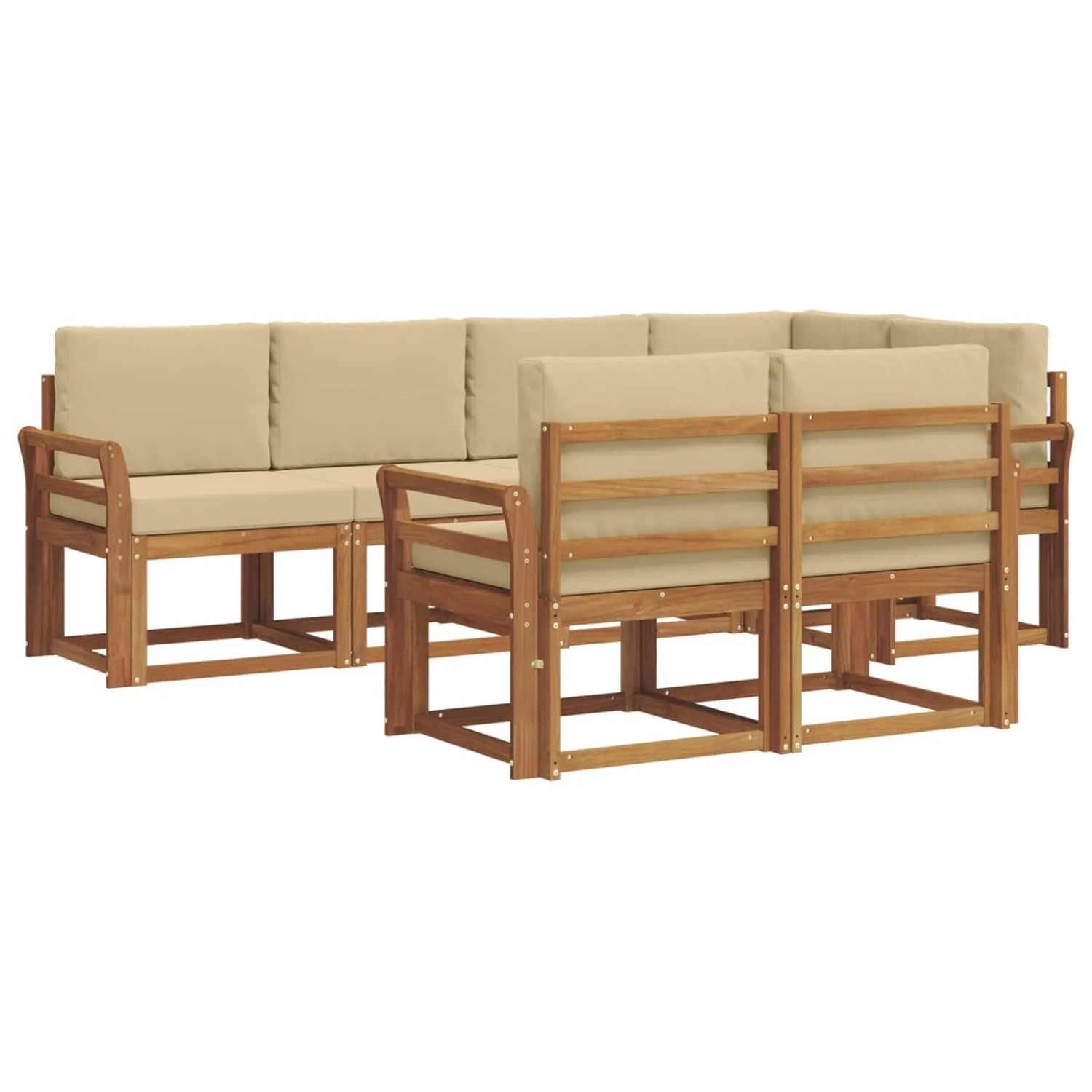 vidaXL Outdoor-Sofagarnitur mit Kissen 7-Tlg Natur und Beige 3366536