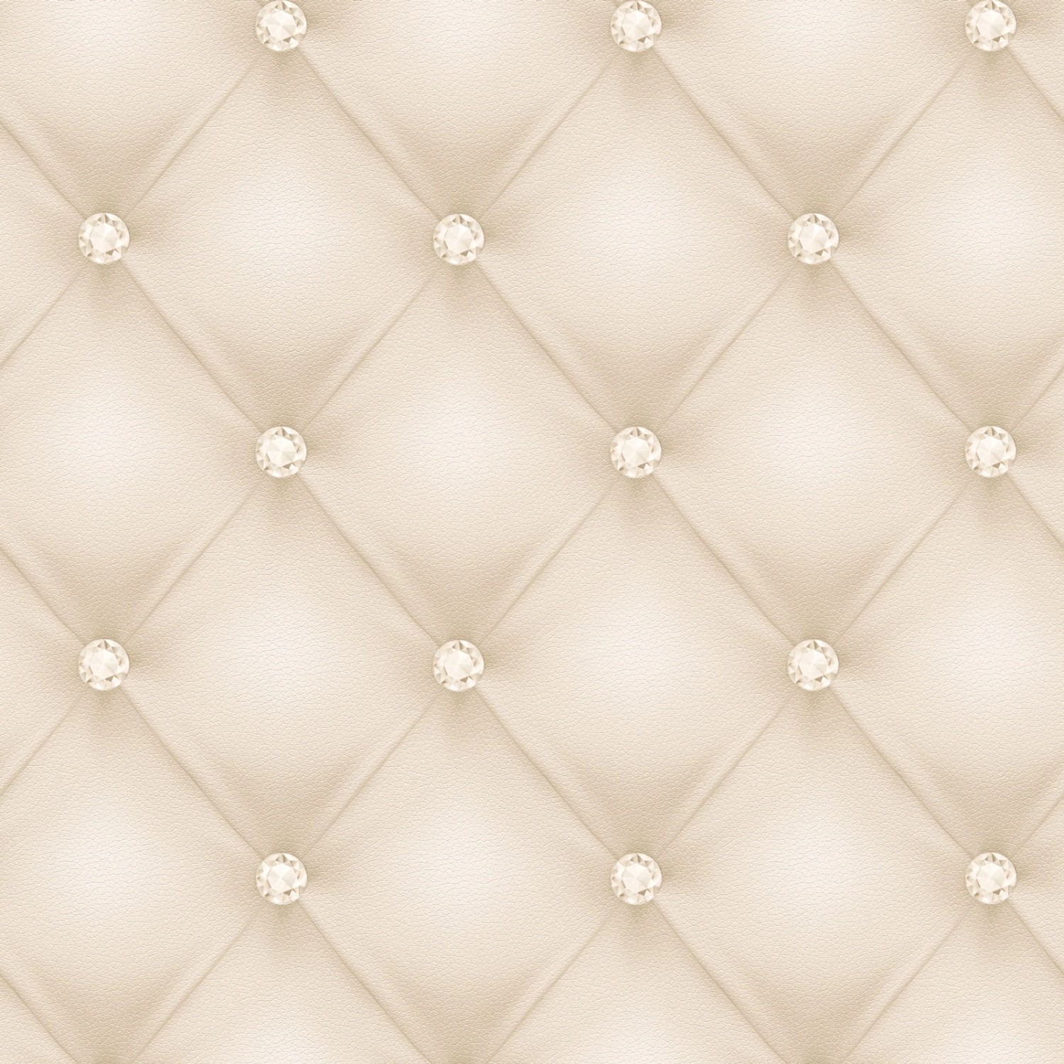 Bricoflor Chesterfield Tapete in Creme Gold Elegante 3D Vliestapete in Lederoptik für Wohnzimmer und Schlafzimmer Vlies Wandtapete mit Glitzersteinen