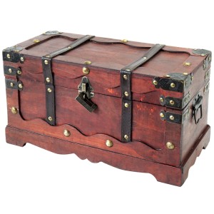 HMF 6400-140 Schatztruhe Schatzkiste Holztruhe Schloss 40 x 19 x 22 cm Frankreich