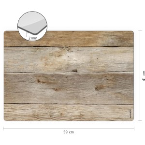 Myspotti Mini-Spritzschutzplatte in Holzoptik, 59x41 cm, für die Küche.