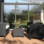 Skan Holz Seitenwand mit Polycarbonat für Terrassenüberdachung, 250/239 cm Tiefe.