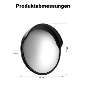 Wiltec Verkehrsspiegel 60Cm Konvexspiegel Schutzhaube Schwarz Sicherheitsspiegel