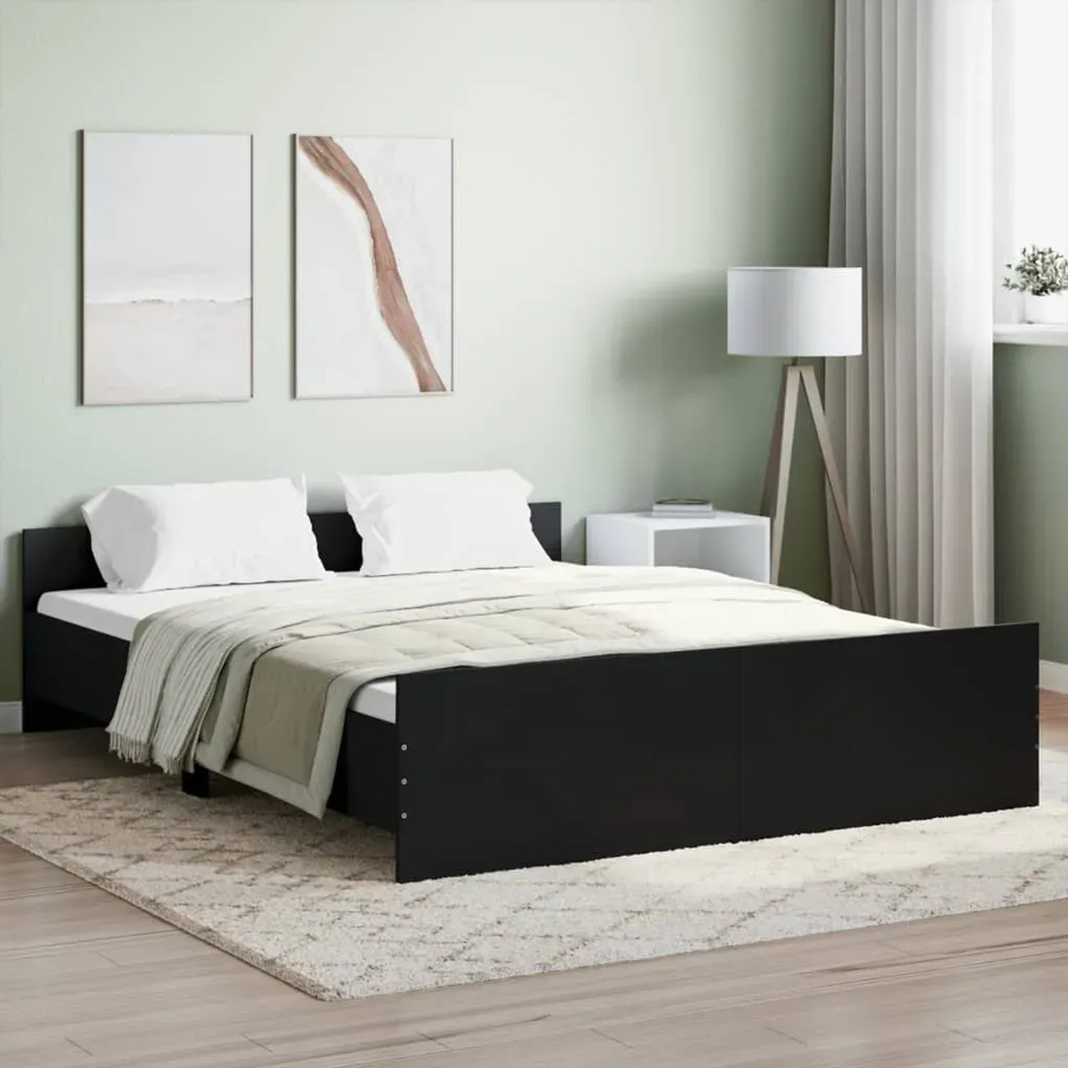 vidaXL Bettgestell 140x200 cm Schwarz mit Kopf- und Fußteil kaufen bei OBI