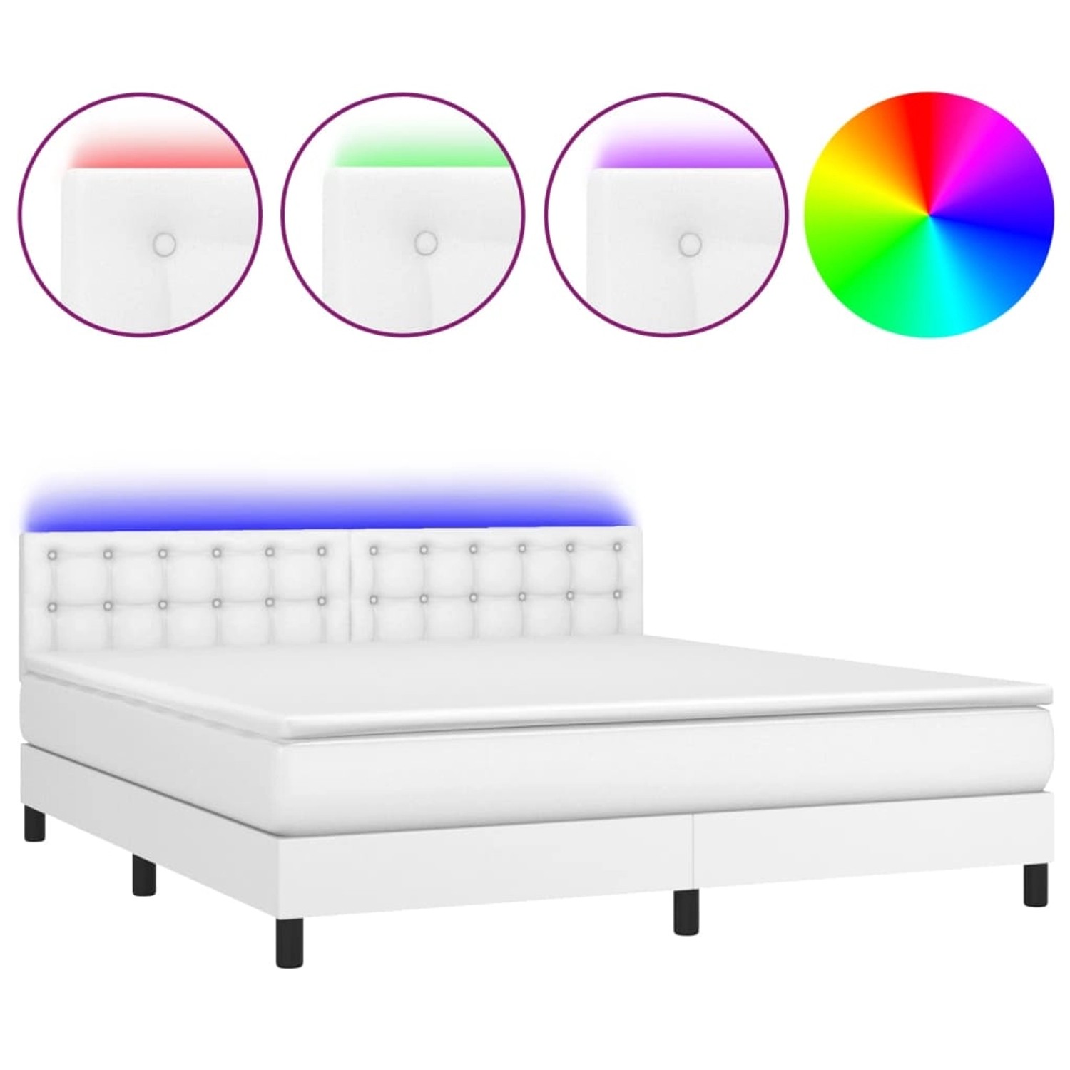 vidaXL Boxspringbett mit Matratze & LED Weiß 180x200 cm Kunstleder 3134238 günstig online kaufen