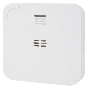 Weißer Smartwares WiFi Kohlenmonoxidmelder zur Warnung vor CO-Konzentration.