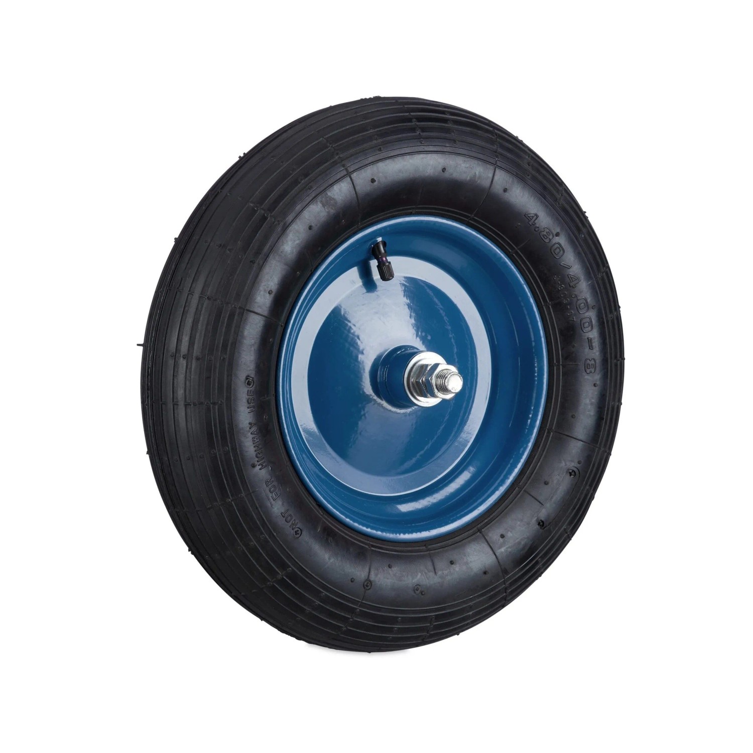 Relaxdays Schubkarrenrad Stahl Gummi Schwarz Blau Luftbereift Mit Achse Kugellager 39 cm x 9 cm 2,6 kg