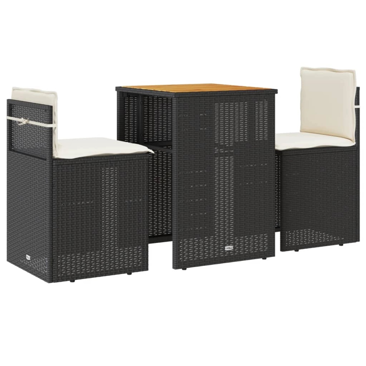 vidaXL 3-tlg Bistro-Set mit Kissen Schwarz Poly Rattan Modell 30