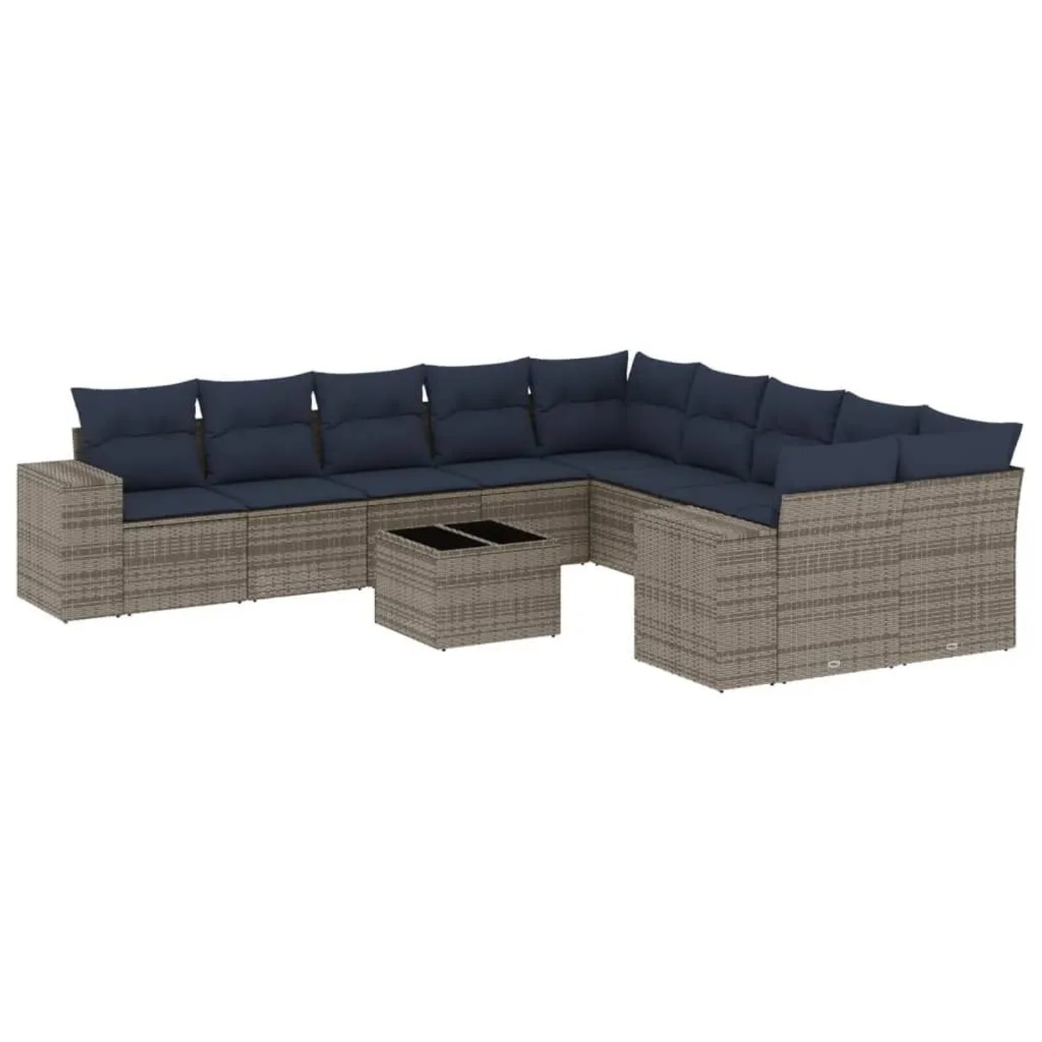 vidaXL 11-Tlg Gartensofa-Set mit Kissen Grau Polyrattan 3223120 günstig online kaufen
