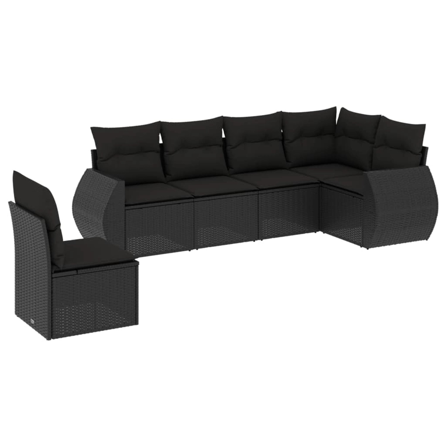 vidaXL 6-Tlg Garten-Sofagarnitur mit Kissen Schwarz Poly Rattan 3221424 günstig online kaufen