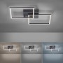 Moderne, schwarze LED-Deckenleuchte Iven von Just Light, 53x53 cm, mit zwei Quadraten.