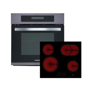 Respekta Backofen-Set DIGISET8BS5500 mit Glaskeramikkochfeld in Black Steel Optik.