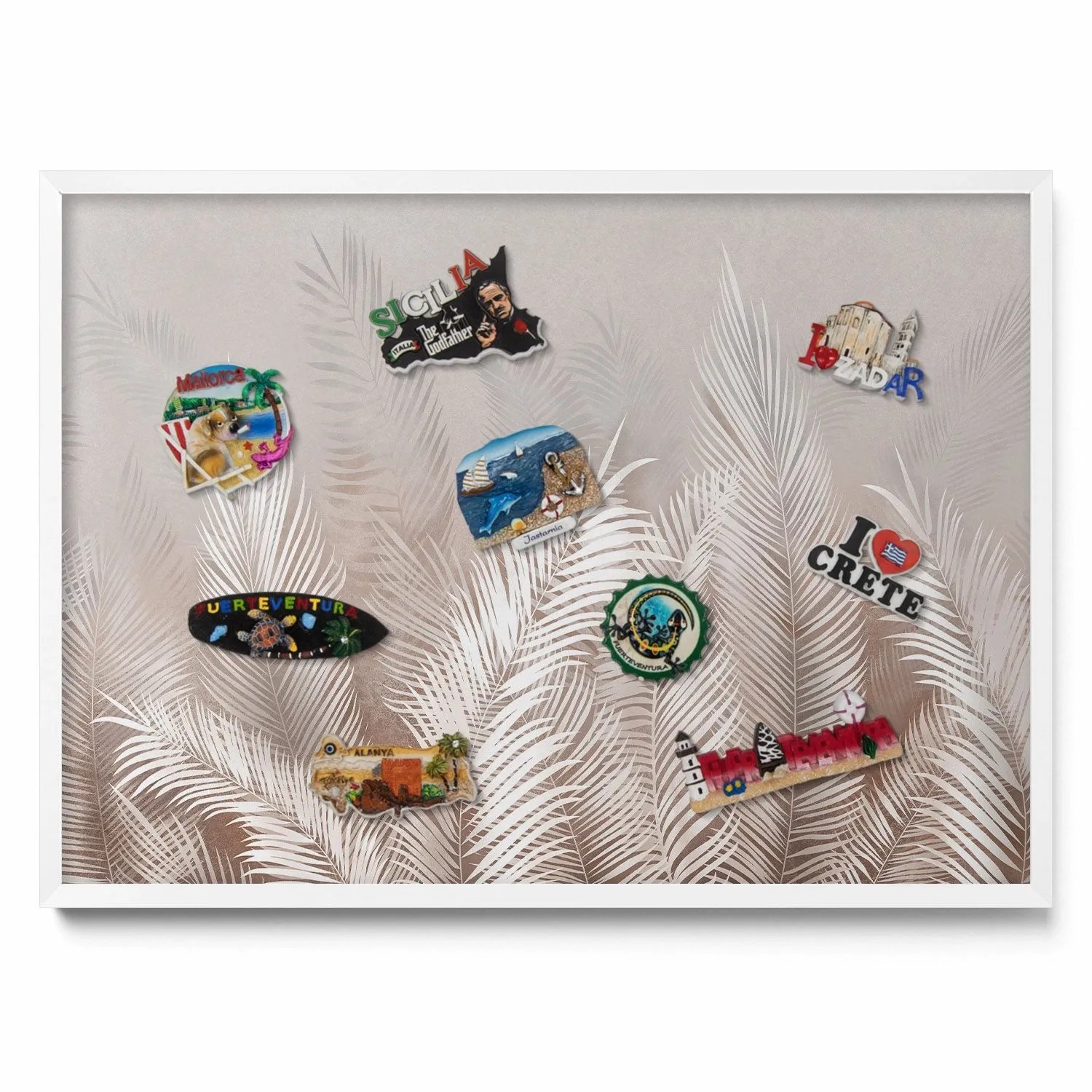 Tulup Magnettafel Magnetboard für Reisemagnete Natürliche BohoBlätter 70x50 günstig online kaufen