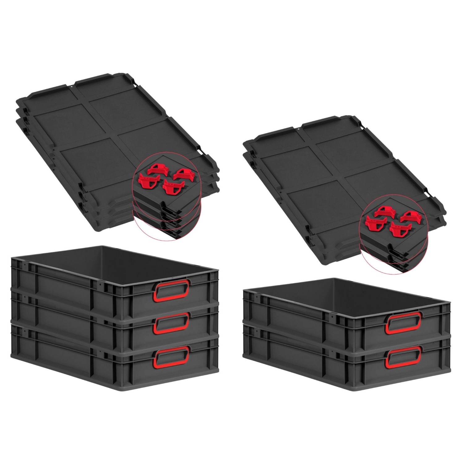 PROREGAL SparSet 5x Eurobox Nextgen Color Mit Auflagedeckel HxBxT 12x40x60c günstig online kaufen