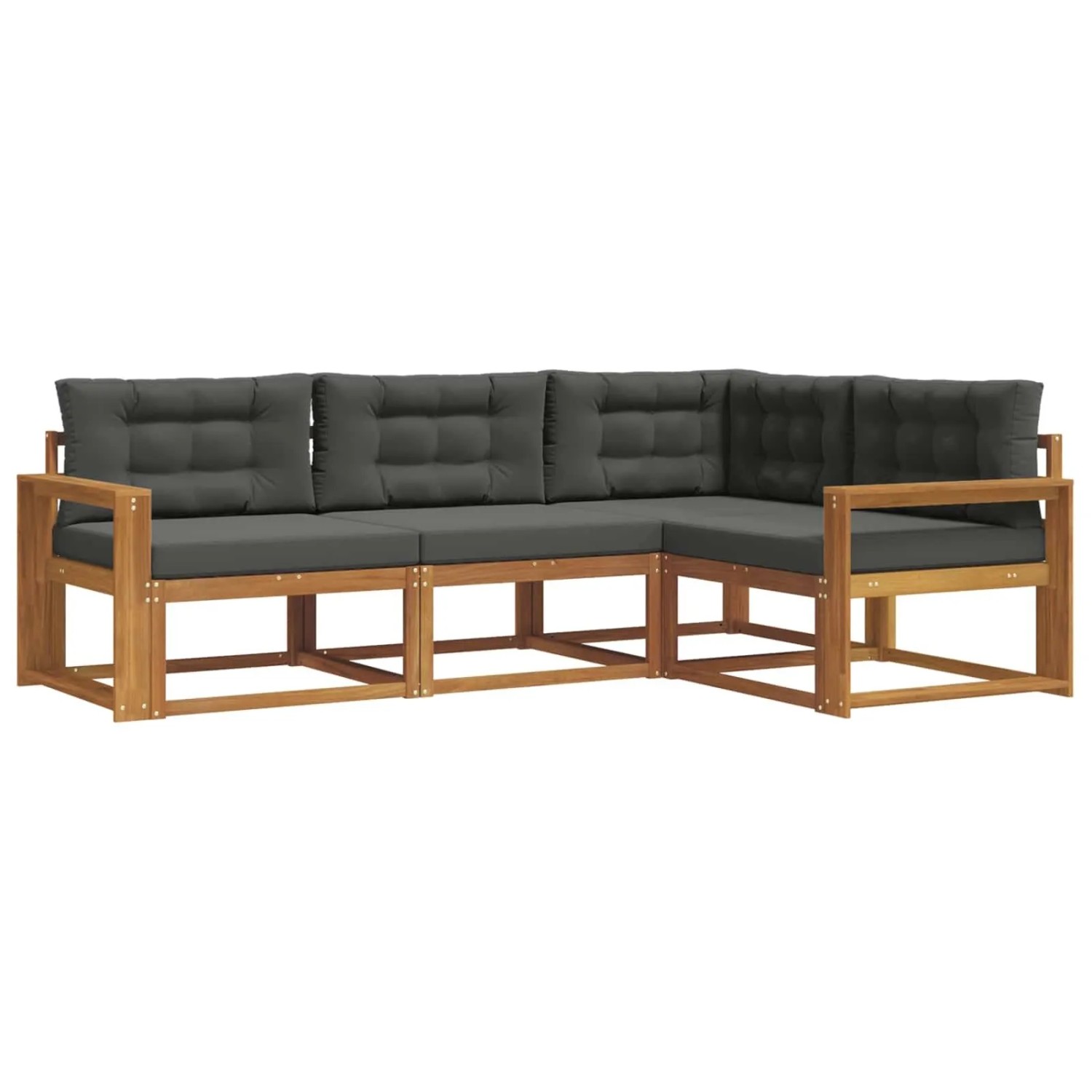 vidaXL Outdoor-Sofagarnitur mit Kissen 4-Tlg Natur und Anthrazit 3367515