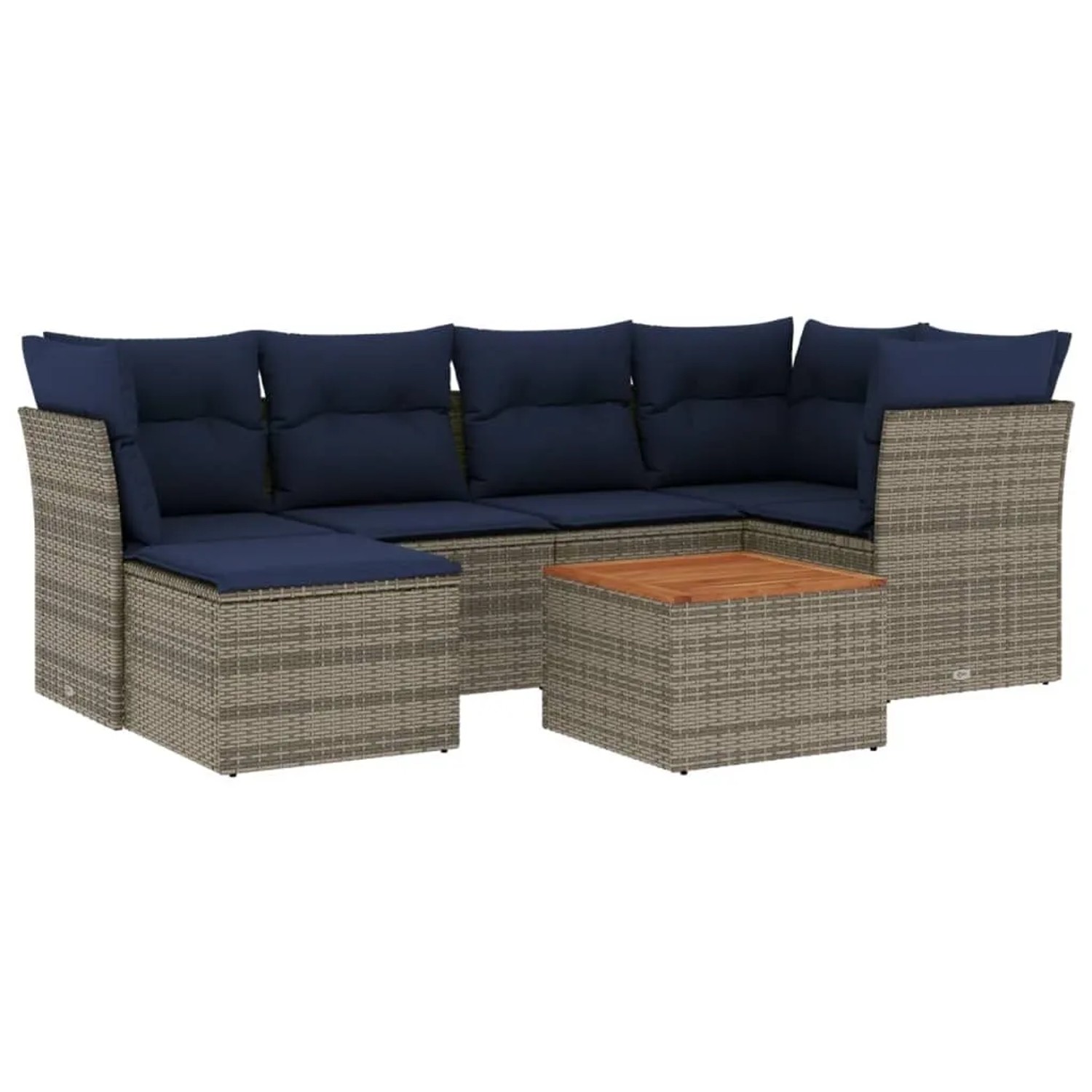 vidaXL 7-Tlg Gartensofa-Set mit Kissen Grau Polyrattan 3256082 günstig online kaufen