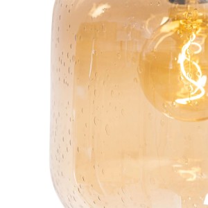 Detailaufnahme: QAZQA Deckenleuchte Zuzanna aus Messing und braunem Glas.