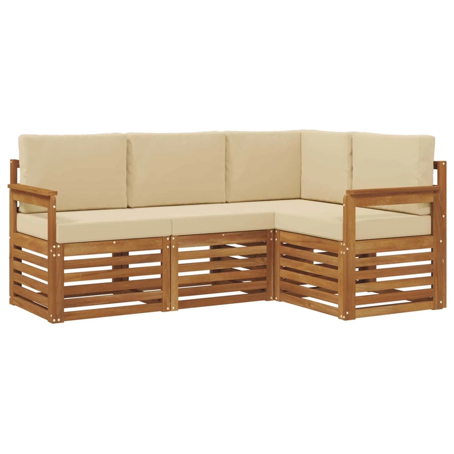 vidaXL Sofagarnituren 4 Tlg Natur und Beige Massivholz Akazie 3374718