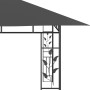 Detailansicht: Anthrazitfarbener vidaXL Pavillon (4x3m) mit Moskitonetz und LED-Lichterkette, Blumendesign.