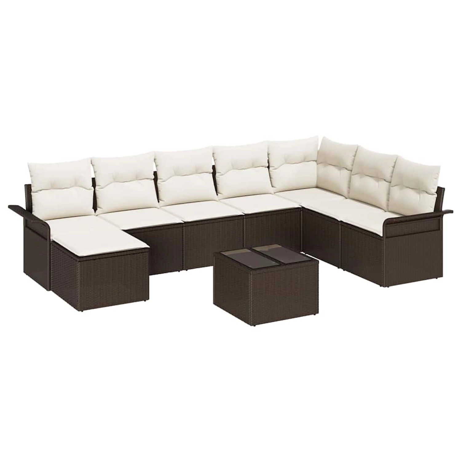 vidaXL Garten-Sofa-Set mit Kissen mit Speicher 9-Tlg Grau Poly Rattan 33541 günstig online kaufen