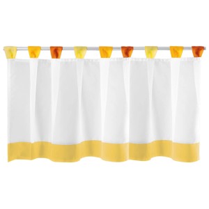 Arsvita Bistrogardine, 150x45 cm, gelb-orange, mit Schlaufen für Cafehaus-Atmosphäre.