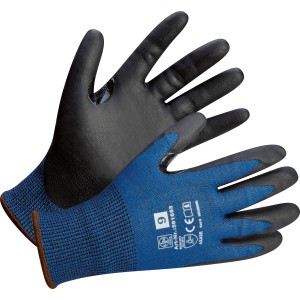 LUX Schnittschutzhandschuh Größe 9, Arbeitshandschuhe mit schnittfester Beschichtung in Blau und Schwarz.