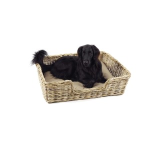 Kobolo Hundekorb aus Stabilem Rattan Geflochten mit Kissen Gr L 94Lx74B cm