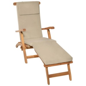 Beautissu Loftlux DC Deckchairauflage 175x45x5cm Natur. Dickes, komfortables Polster für Gartenliege.