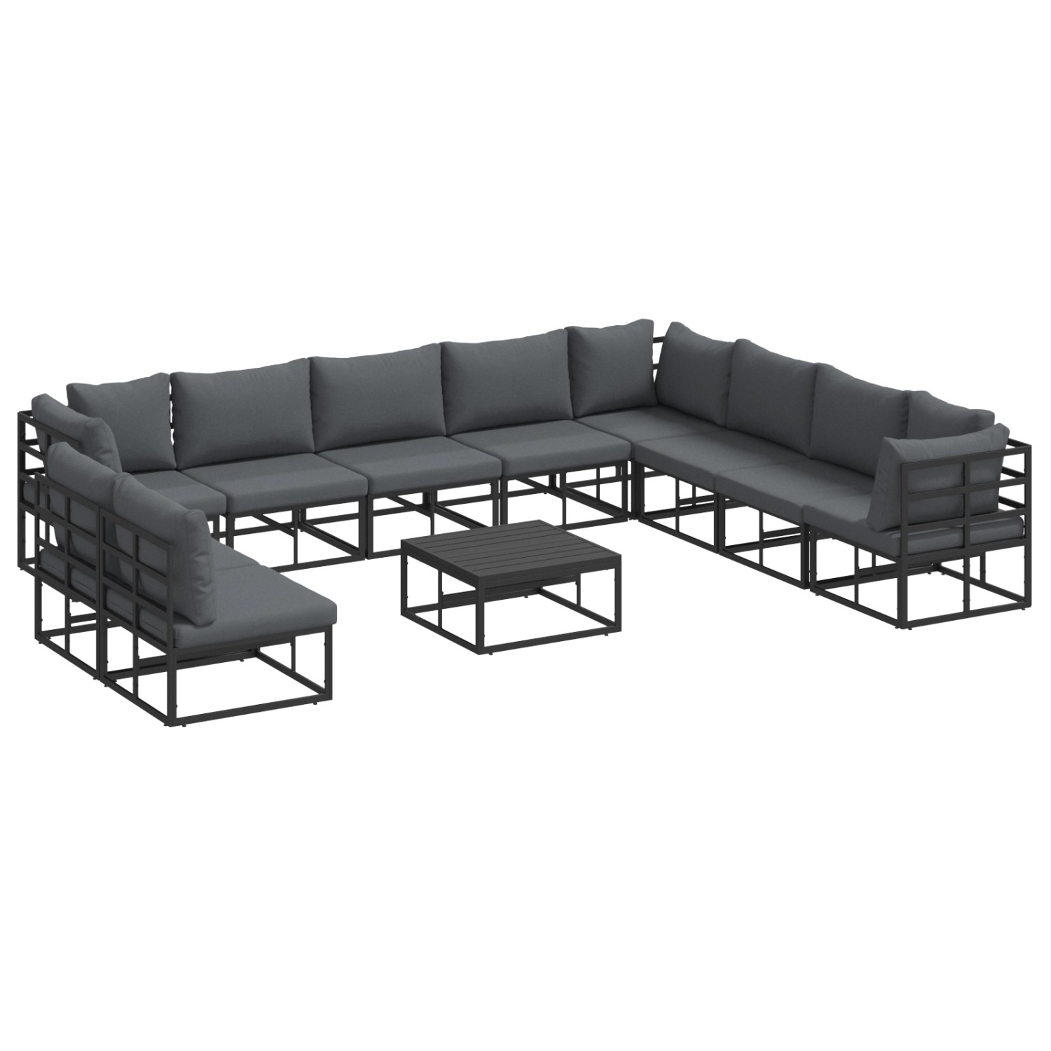 vidaXL Garten-Sofa-Set mit Kissen 11-Tlg Schwarz Aluminium 3378879 günstig online kaufen