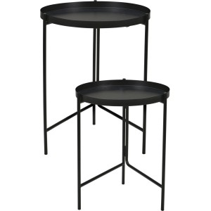 Beistelltisch 2er Set aus schwarzem Eisen mit Dreifuß-Design.