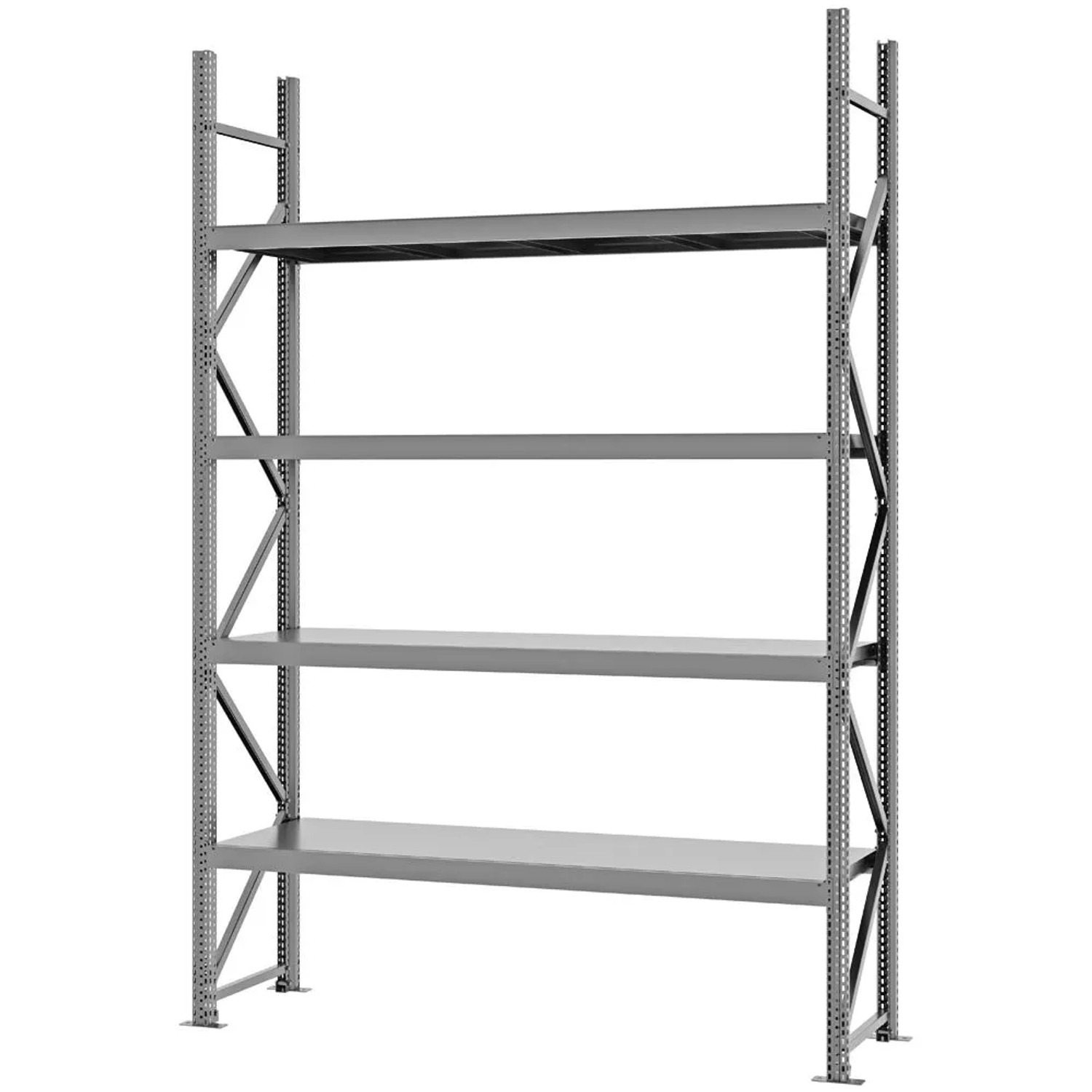 PROREGAL Weitspannregal Schraub-Stecksystem MAGNUS PRO Made In Germany Grundregal 300x200x50cm 4 Ebenen Stahlböden Fachlast 600kg Verzinkt