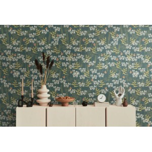 Bricoflor Blumentapete schwarz mit Schmetterlingen, Vintage Landhausstil für Küche und Schlafzimmer.