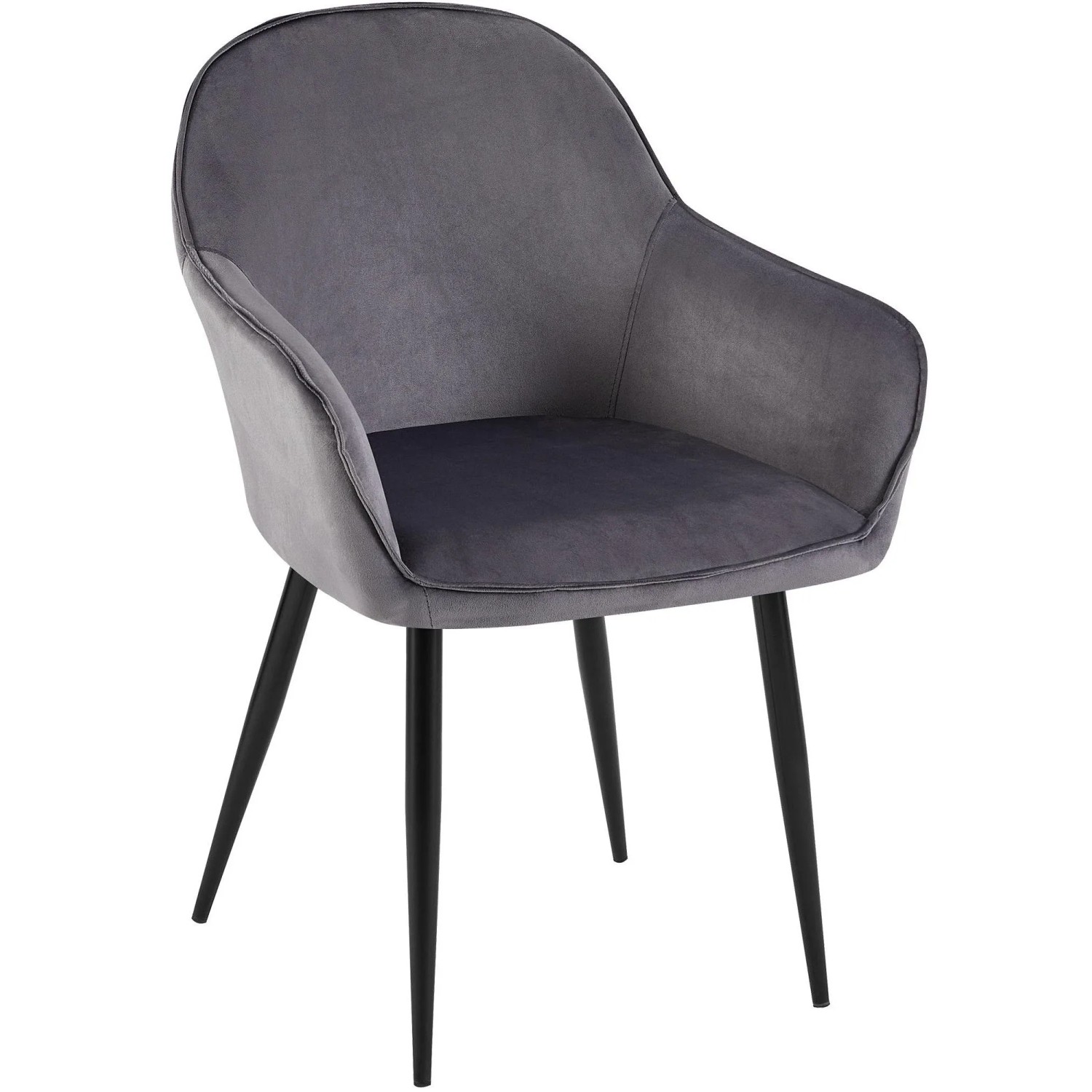 DELUKE Esszimmerstuhl GENIM Samt Dunkelgrau 60x60x84cm Essstühle Esszimmerstühle Küchenstühle Wohnzimmerstühle