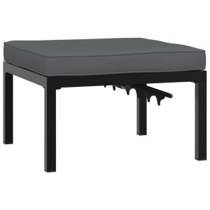 Schwarzer VidaXL Gartenhocker aus Aluminium mit anthrazitfarbenem Kissen.