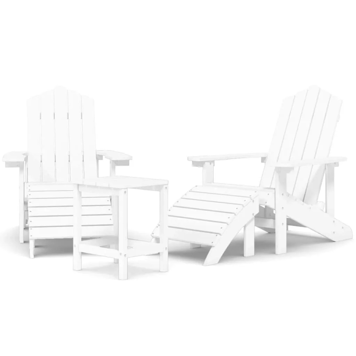 Furnicato Adirondack-gartenstühle Mit Hocker & Tisch Hdpe Weiß