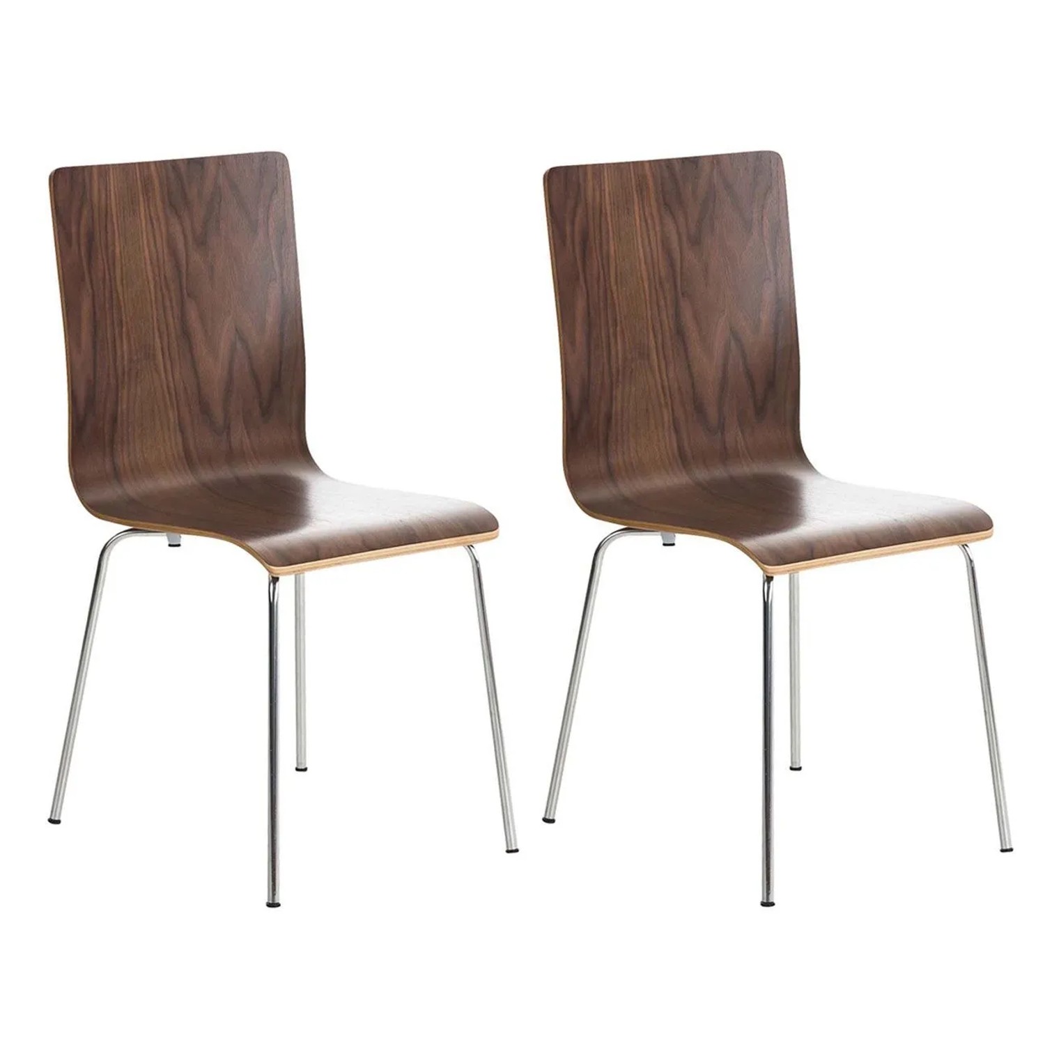 DELUKE 2er Set Besucherstuhl TUNIS Holz Walnuss 43x47x87cm Konferenzstuhl Wartezimmerstuhl Bürostuhl