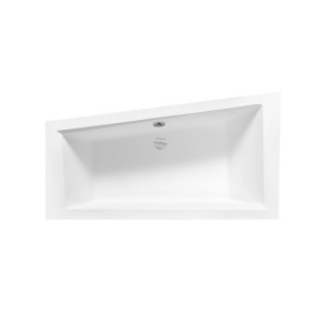 Weiße Acryl Eckbadewanne INTIMA 150x85 links mit Ablauf. Modernes Design für Ihr Bad.