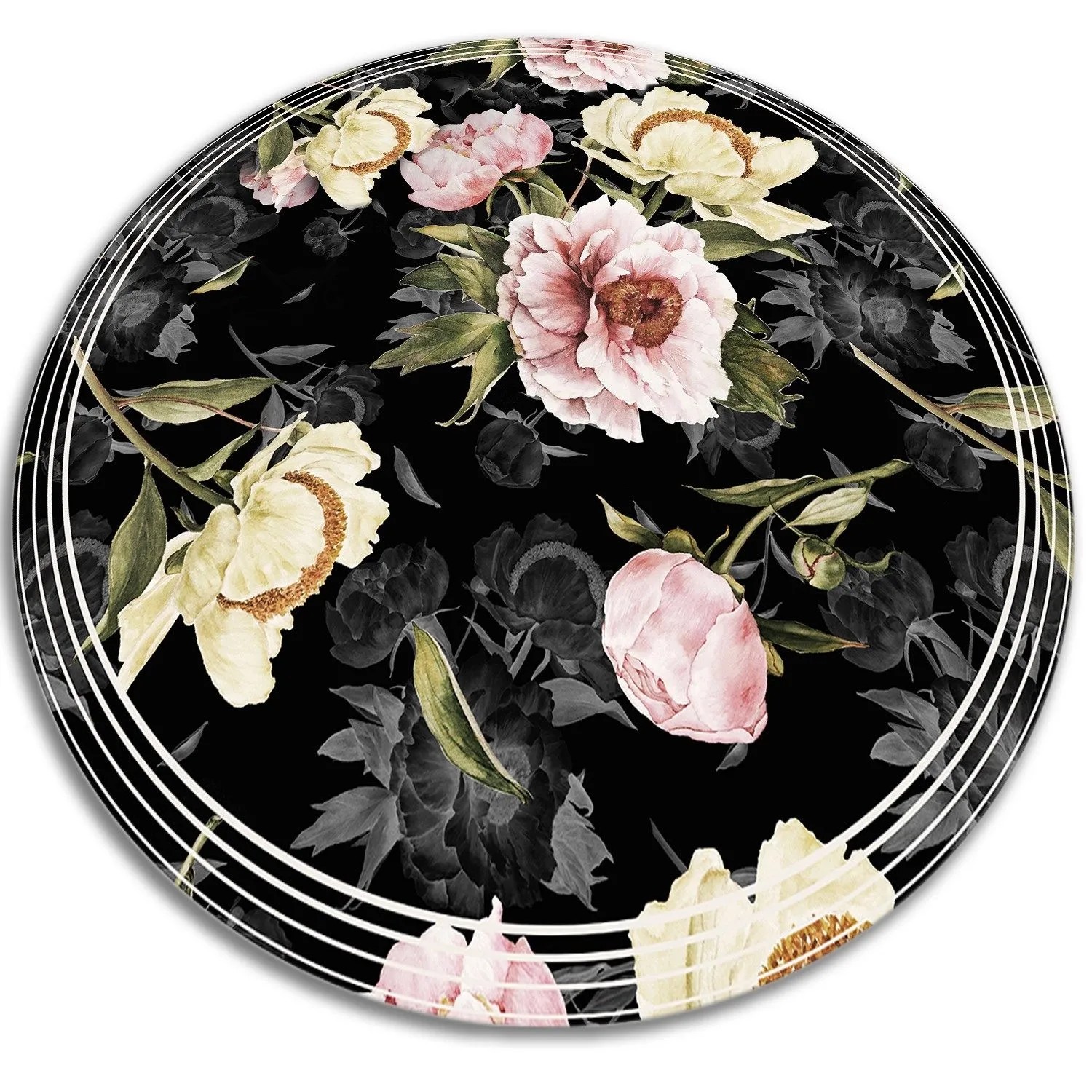 Tulup Teppich Rosen PVC Mat 80x80 cm Braun Tapijt Vinyl PVC Tapijt Runden V günstig online kaufen