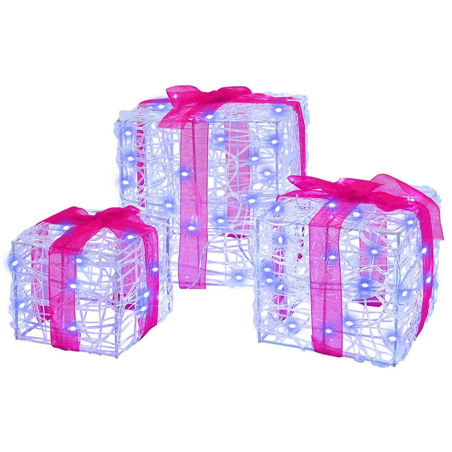 vidaXL Geschenkbox mit 60 LEDs 3 Stk Blau 20 x 20 x 20 cm Acryl 42019093