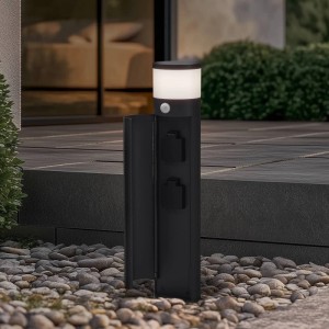 Lucande Außenleuchte Corban 10038253 mit Bewegungsmelder Spritzwassergeschützt Modern in Schwarz aus Aluminium 1-flammig G9