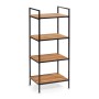 Schwarzes Zeller Standregal mit 4 Bambus Ablagen, 95x33x39 cm.