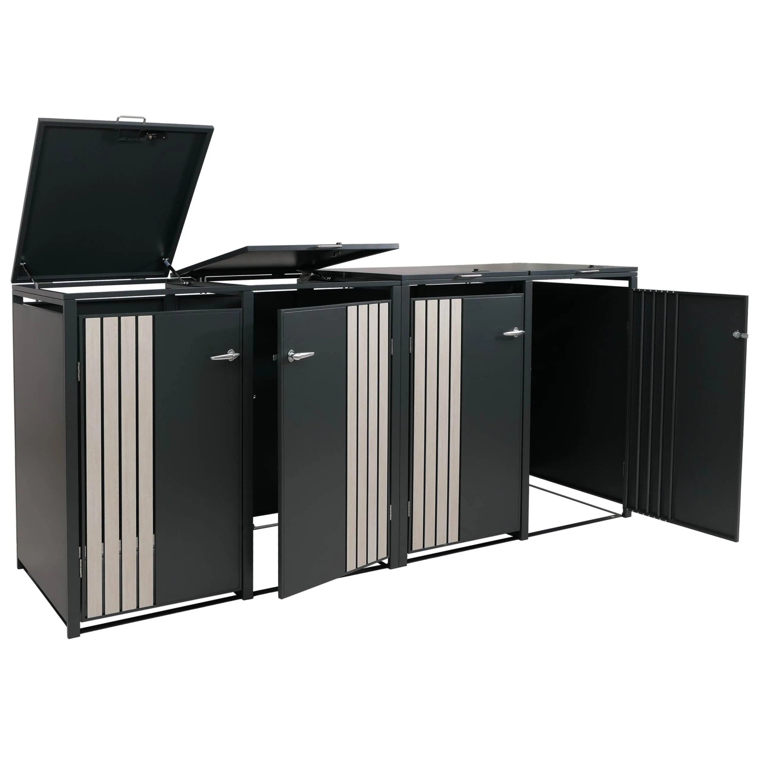 Proregal 4er-Mülltonnenverkleidung Mit Deckel HxBxT 122x250x84 cm Anthrazit günstig online kaufen
