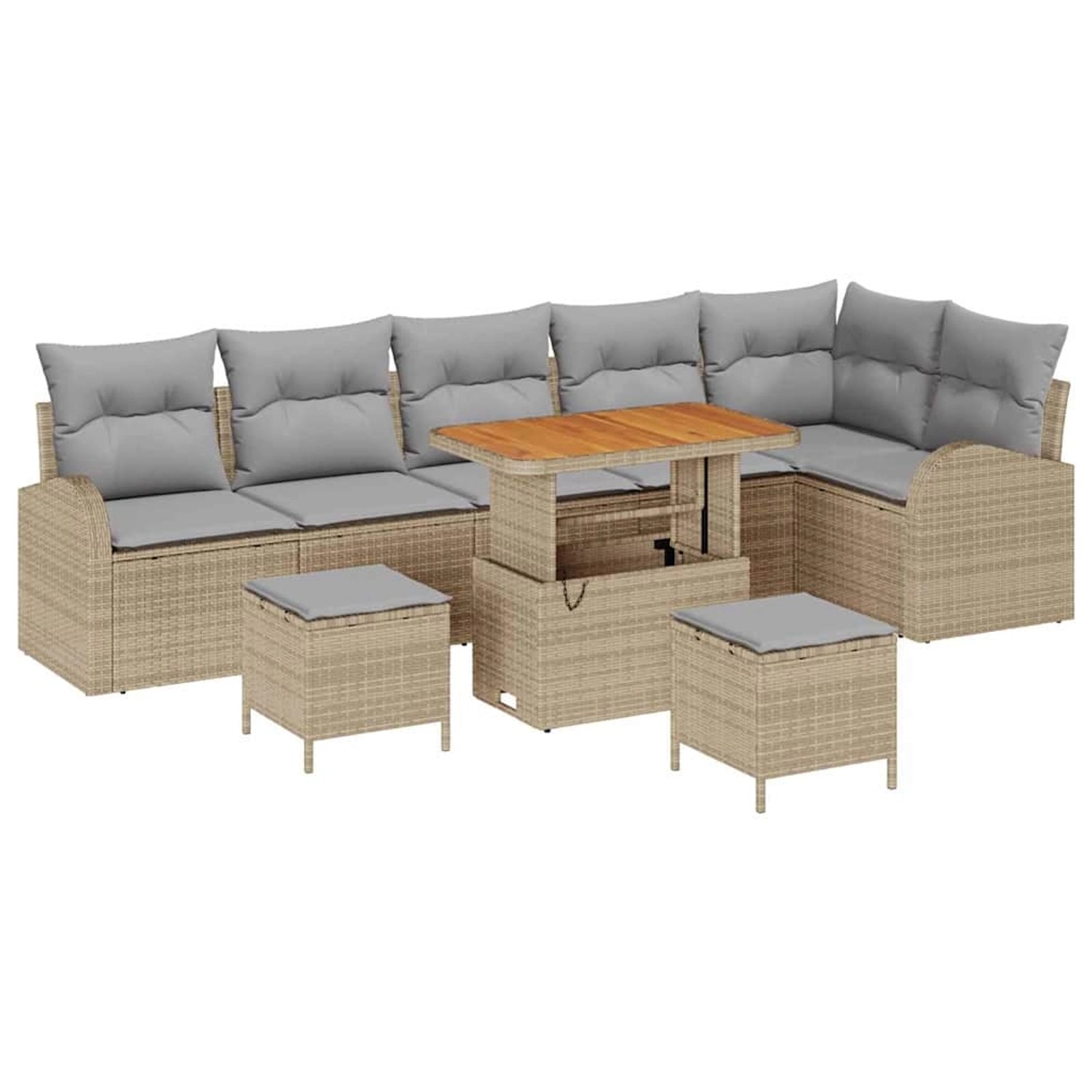 vidaXL Garten-Sofa-Set mit Kissen 9-Tlg Beige Poly Rattan 3362417 günstig online kaufen