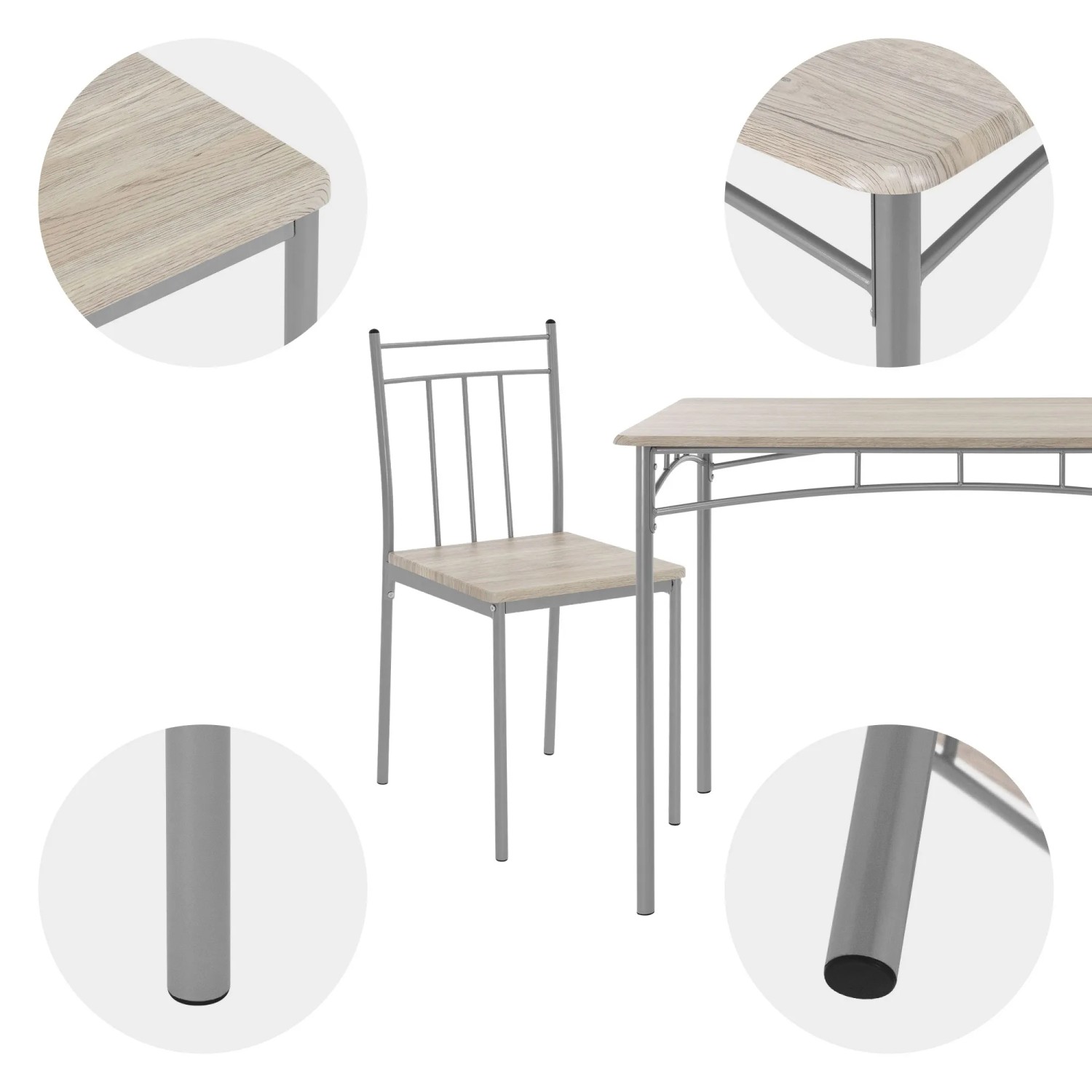 ML-Design Essgruppe, 5-teilig, Eiche hell: Esstisch mit 4 Stühlen für 4 Personen.